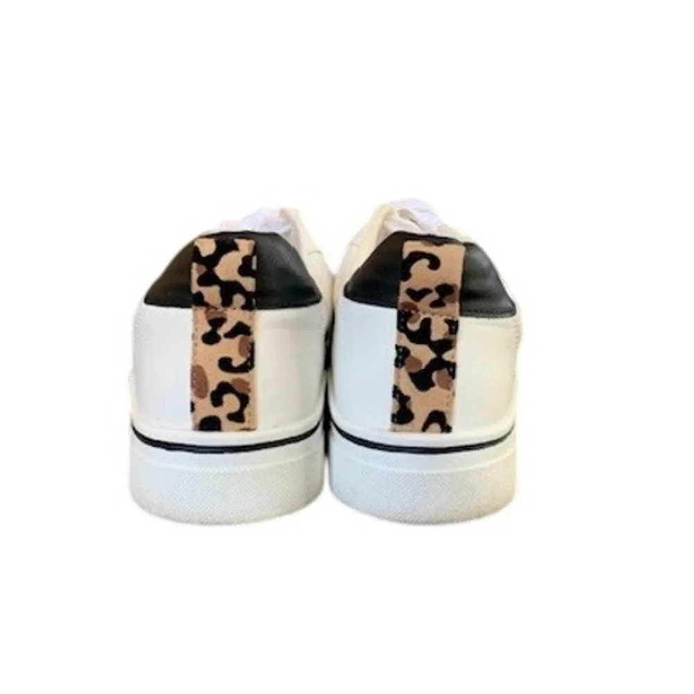 MIA Alta White Leopard Print Chic Fashion Sneakers Womens 8.5M Low‎ Top Lace Up
